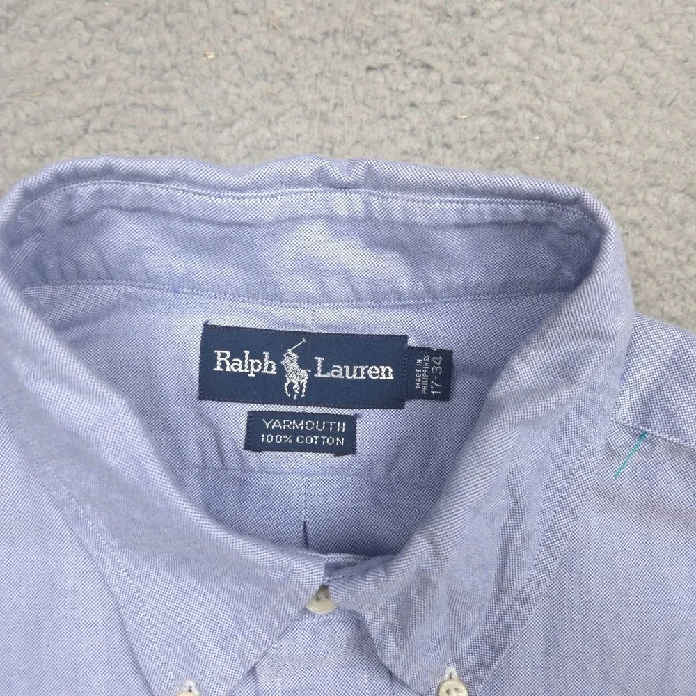 Ralph Lauren Yarmouth Oxford Shirt Men 17-34 Light Blue Cotton Button Down Pony